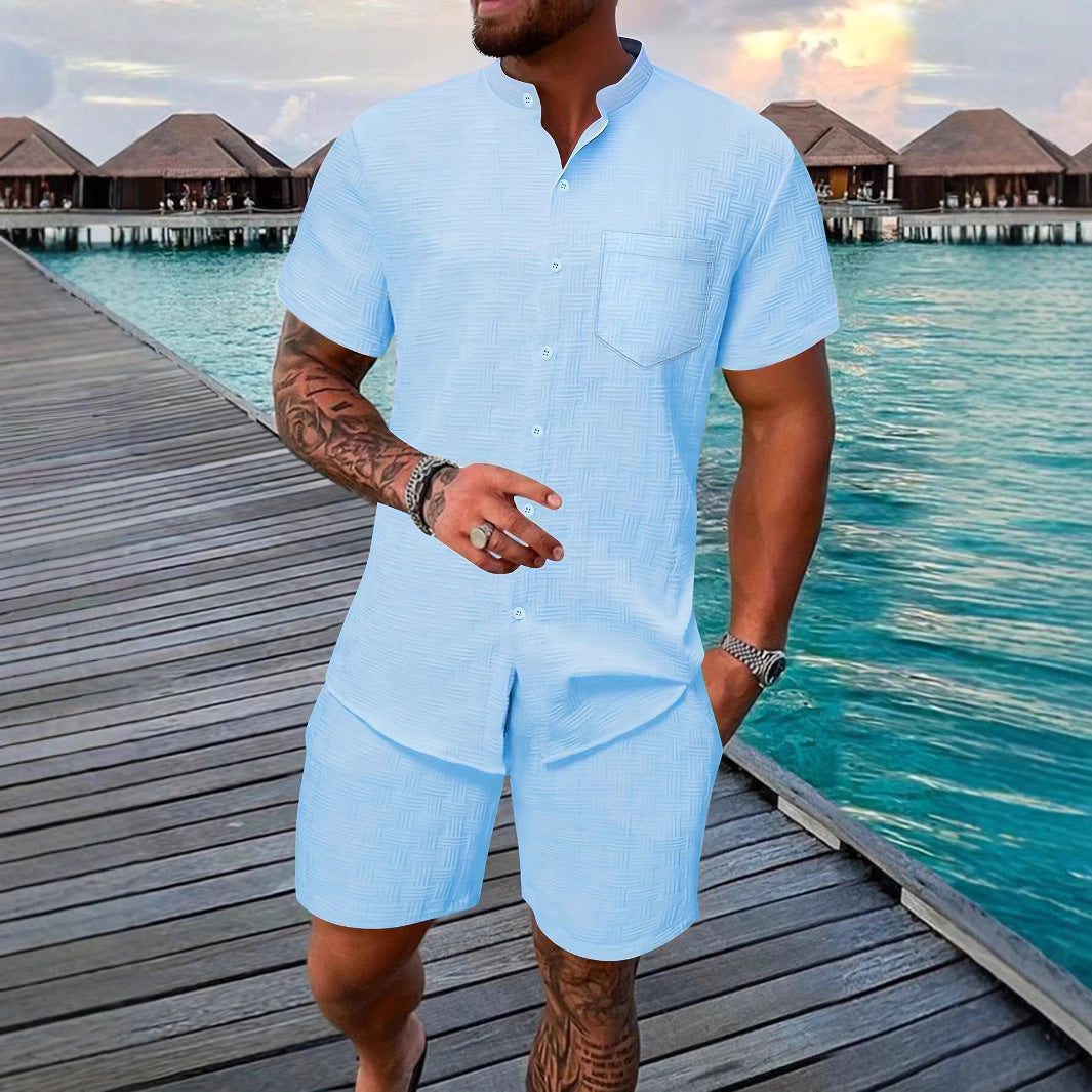 Ensemble Homme Été 2 Pièces – Chemise Boutonnée & Short | Look Bord de Mer 2025