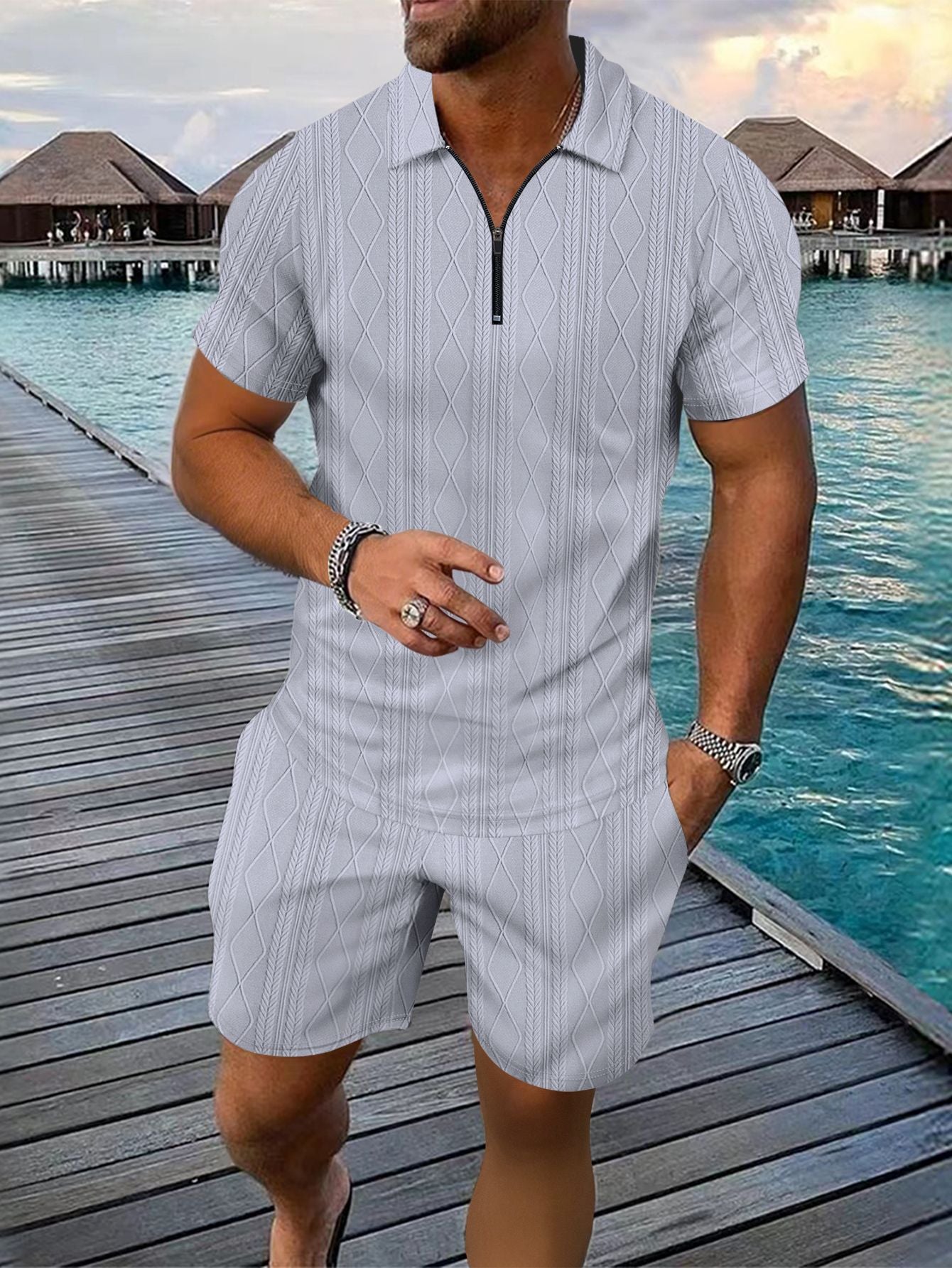 Ensemble Homme Été 2 Pièces – Chemise Boutonnée & Short | Look Bord de Mer 2025