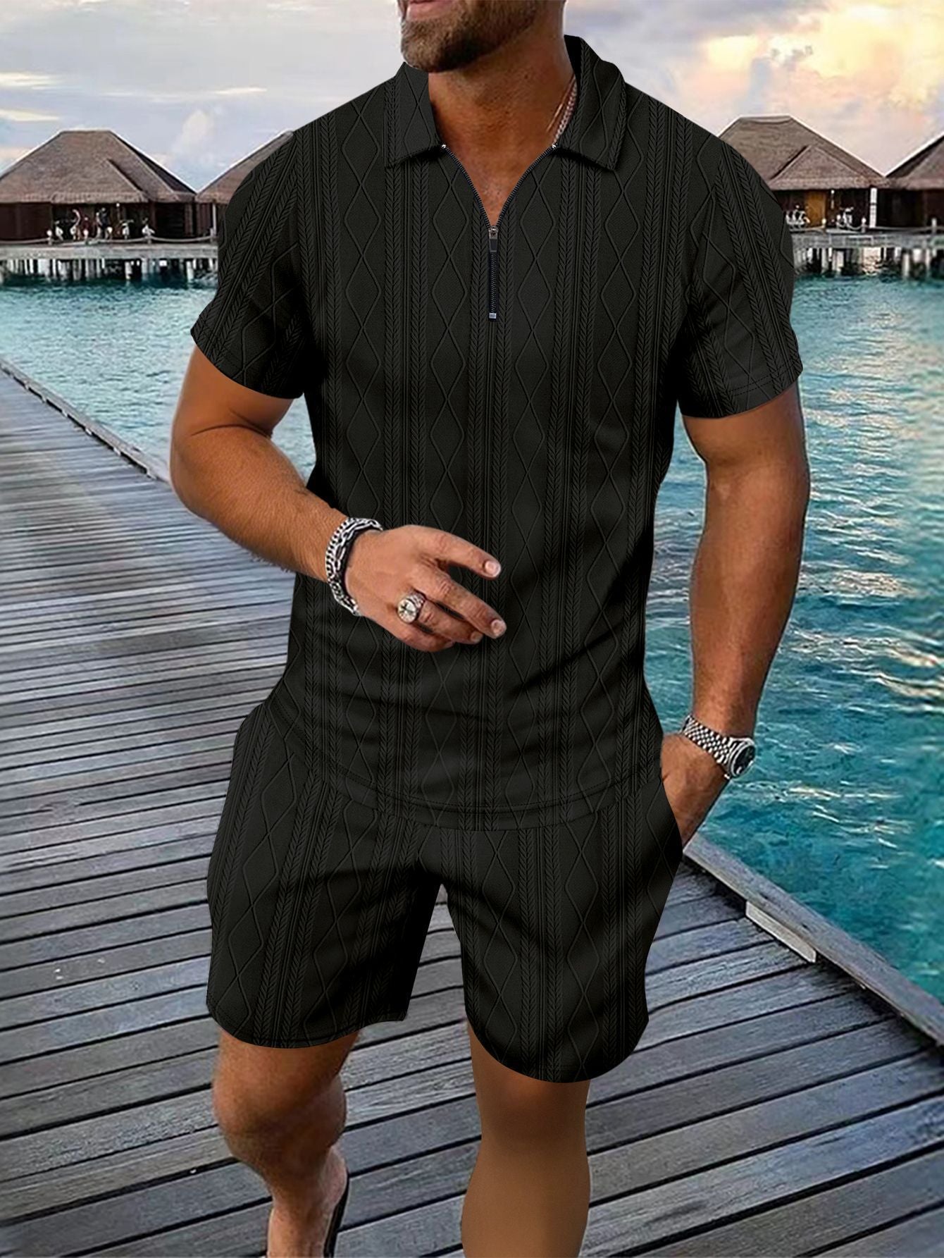 Ensemble Homme Été 2 Pièces – Chemise Boutonnée & Short | Look Bord de Mer 2025