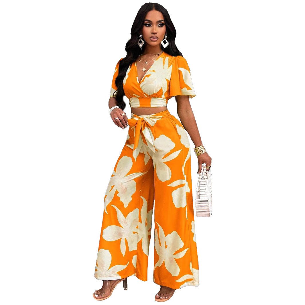 Ensemble Tropical Chic - Haut Croisé & Pantalon Large