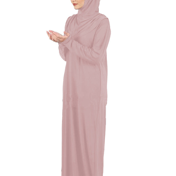 Abaya de prière douce & pudique – Ultra fluide, hijab intégré