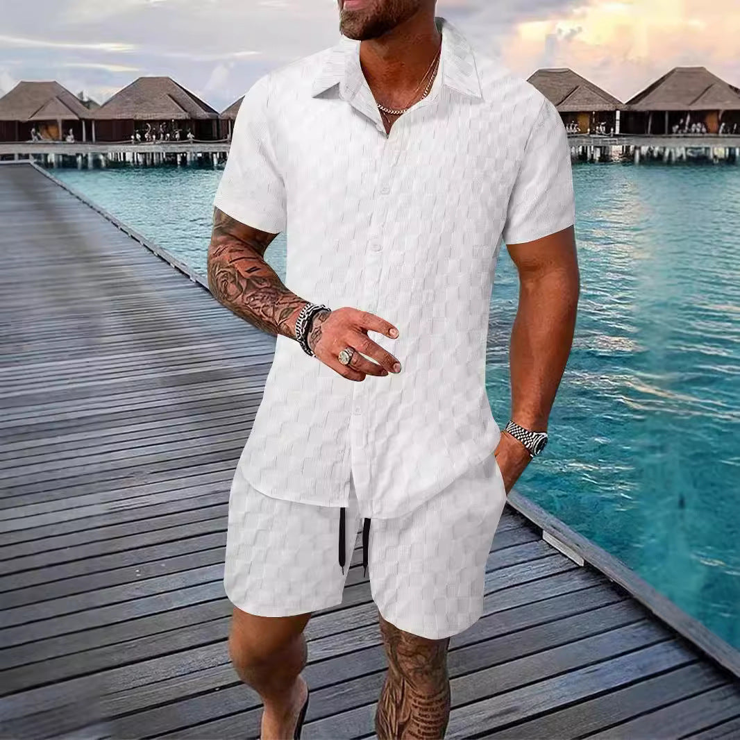 Ensemble Homme Été 2 Pièces – Chemise Boutonnée & Short | Look Bord de Mer 2025