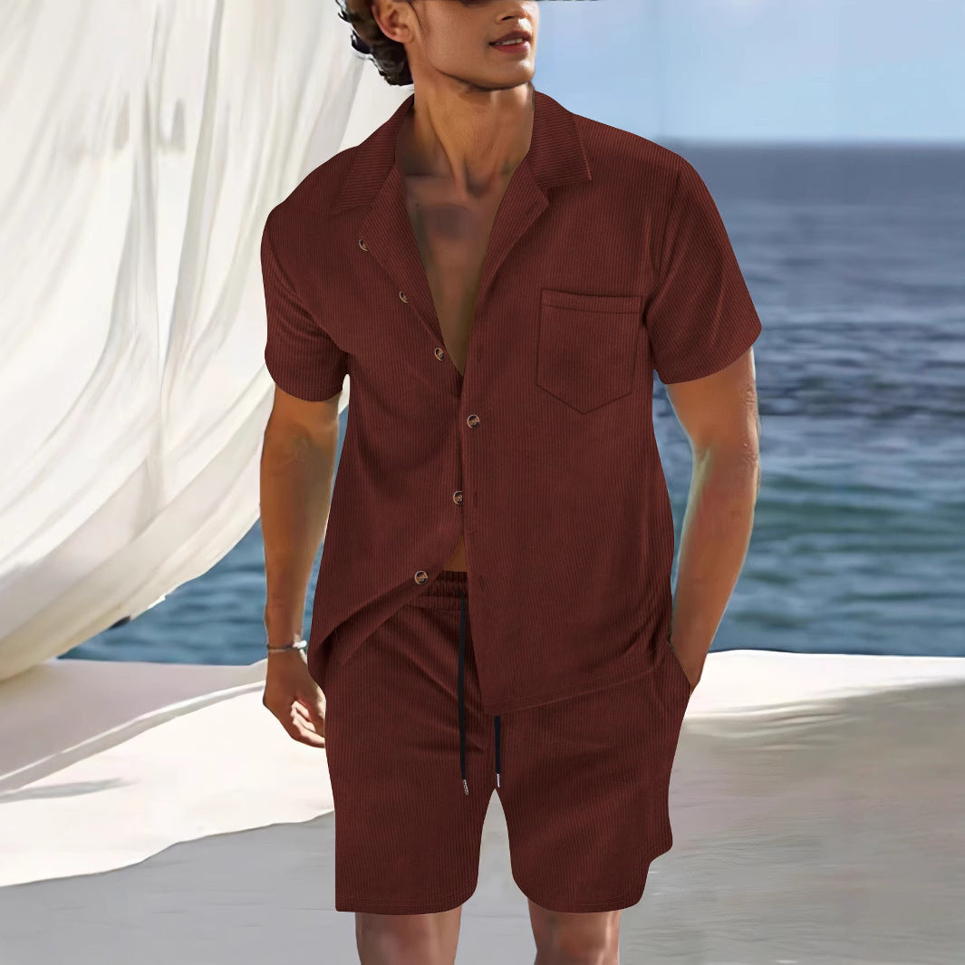 Ensemble Homme Été 2 Pièces – Chemise Boutonnée & Short | Look Bord de Mer 2025