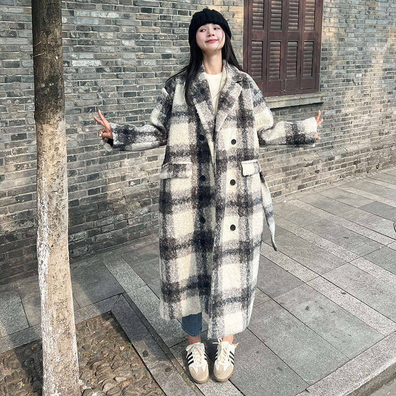 Manteau Long en Carreaux pour Femme