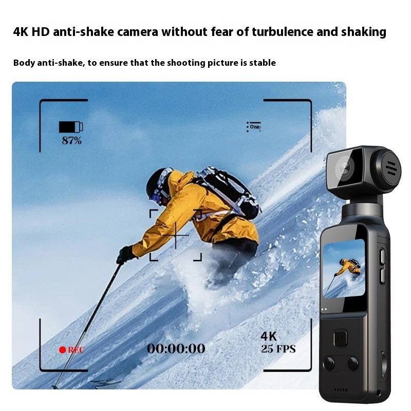 Mini Caméra 4K de Poche – Stabilisée, Écran Tactile, Objectif Rotatif