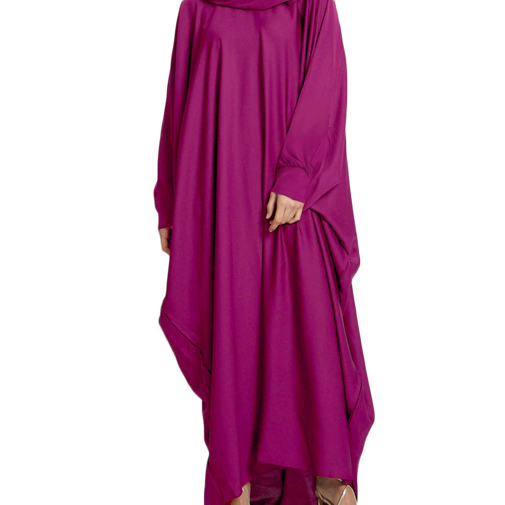 Abaya Papillon Satinée – Magenta Royal | Look Luxe & Fluide