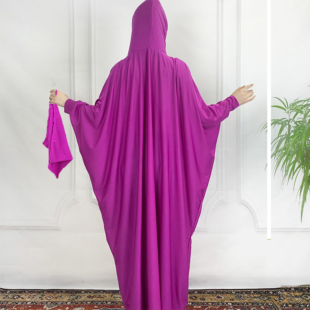 Abaya Papillon Satinée – Magenta Royal | Look Luxe & Fluide