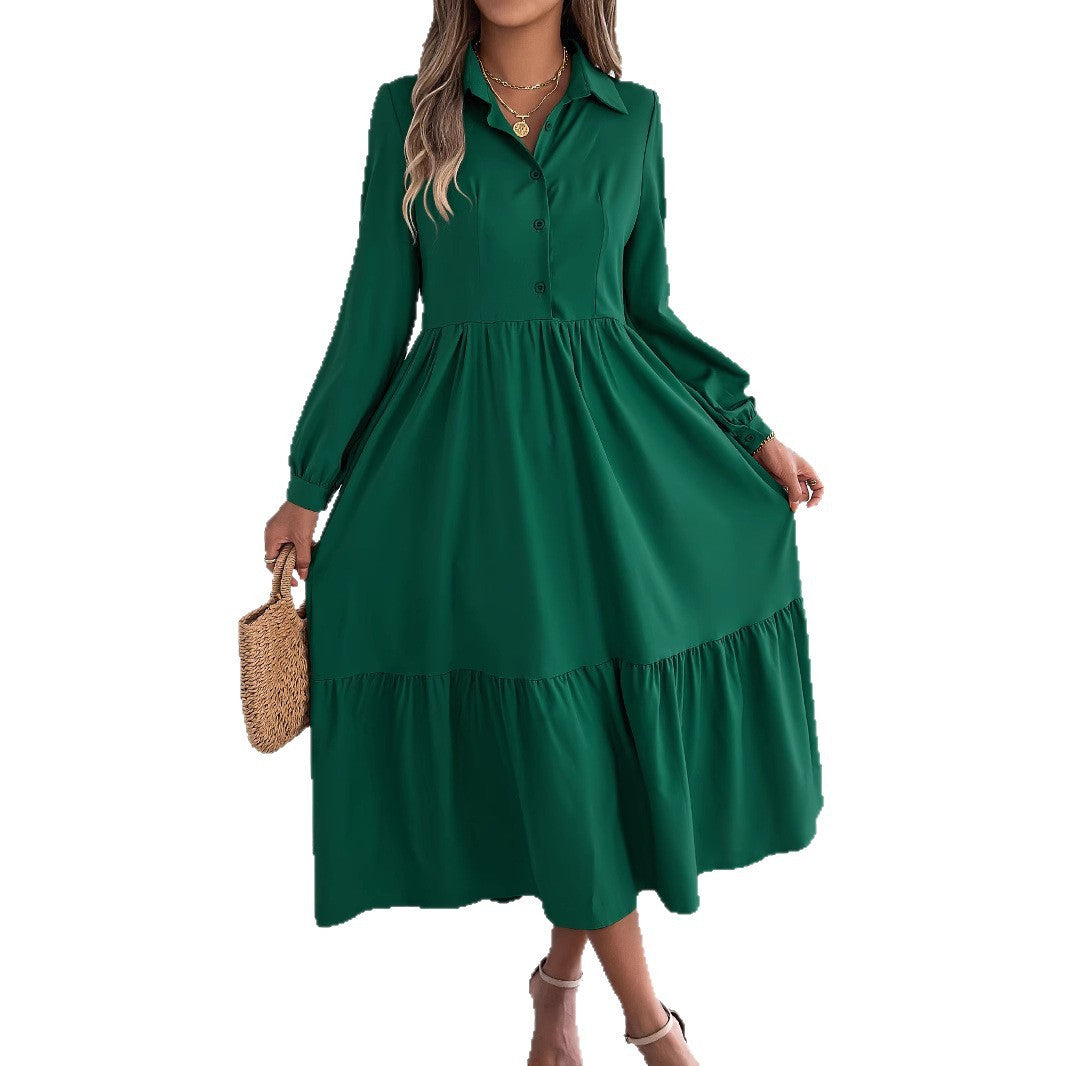 Robe Longue Femme Élégante – Robe Chemise à Manches Longues avec Col | Style Chic & Décontracté