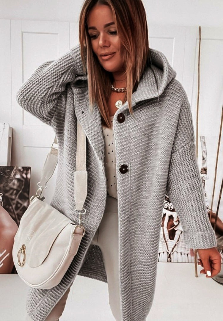 Cardigan Long Femme à Capuche – Style Cocooning Tricoté | Look Élégant & Confort