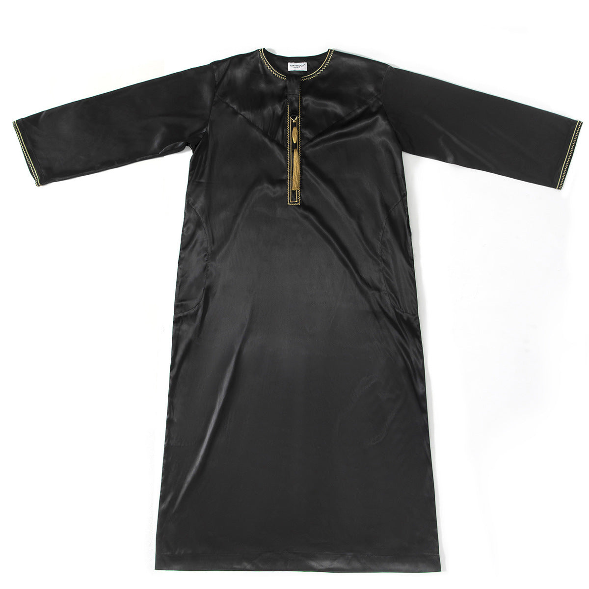 Qamis Satiné Luxe Homme avec Broderie & Pampille | Élégance Orientale