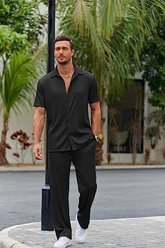 Ensemble Homme 2 Pièces – Chemise Oversize & Pantalon Plissé – Look Tendance Décontracté