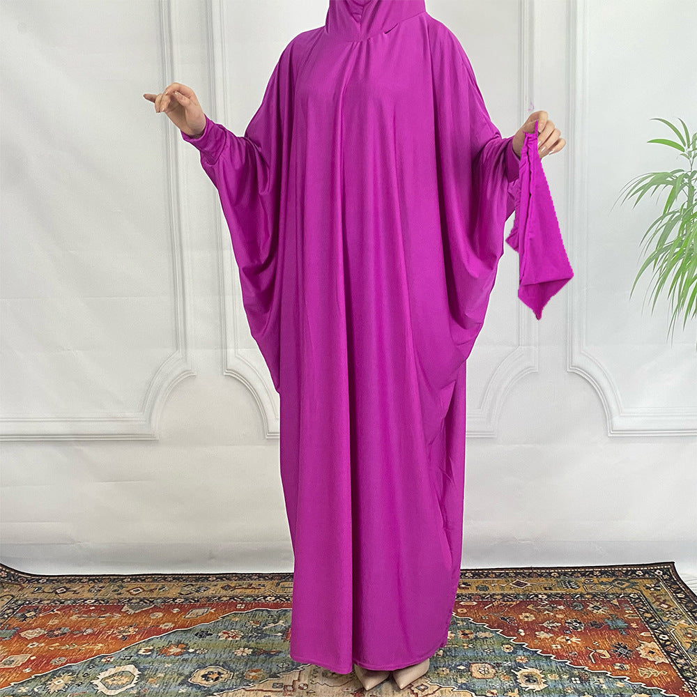 Abaya Papillon Satinée – Magenta Royal | Look Luxe & Fluide