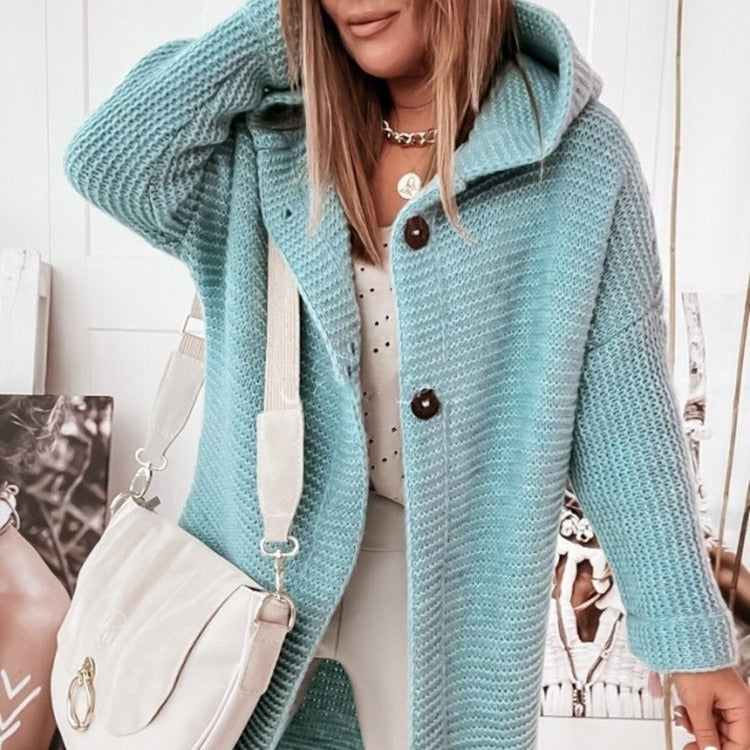 Cardigan Long Femme à Capuche – Style Cocooning Tricoté | Look Élégant & Confort