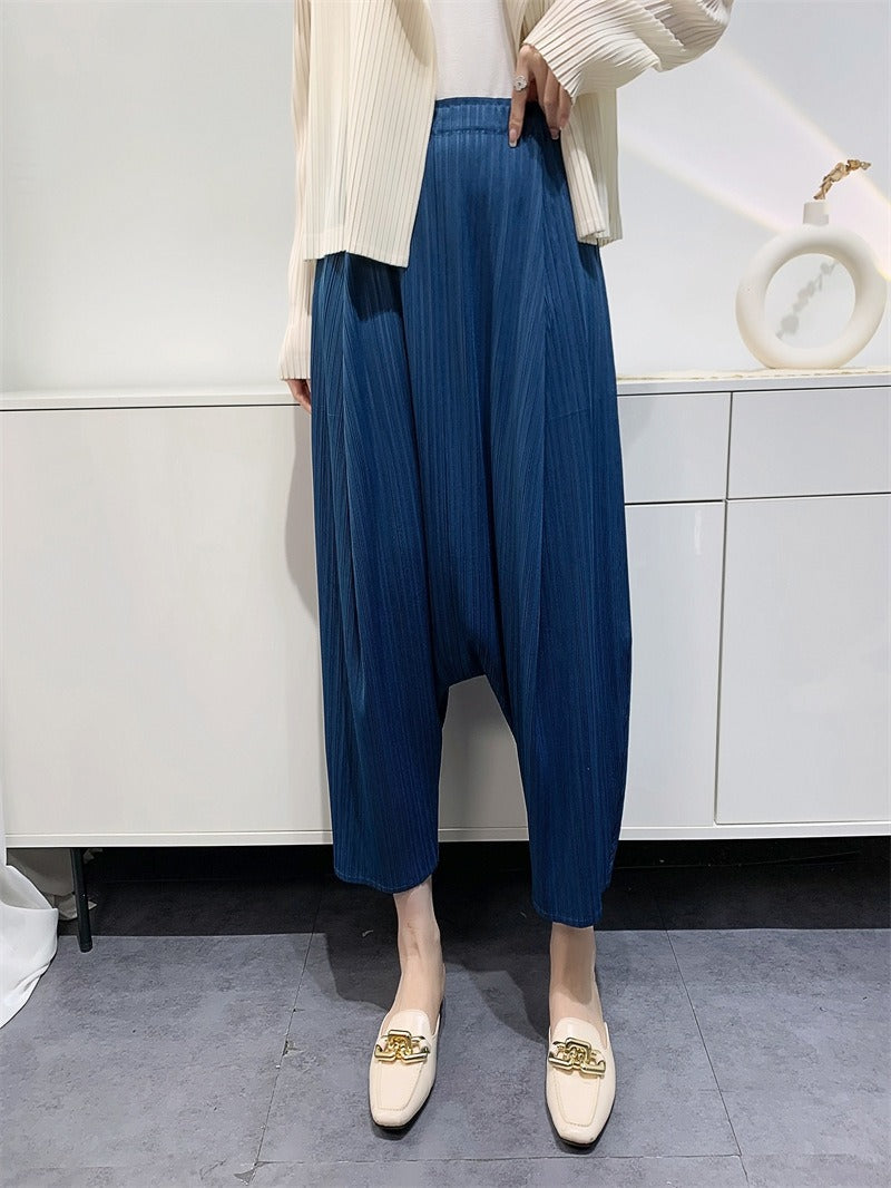Pantalon Large Plissé Femme – Style Japonais Avant-Gardiste