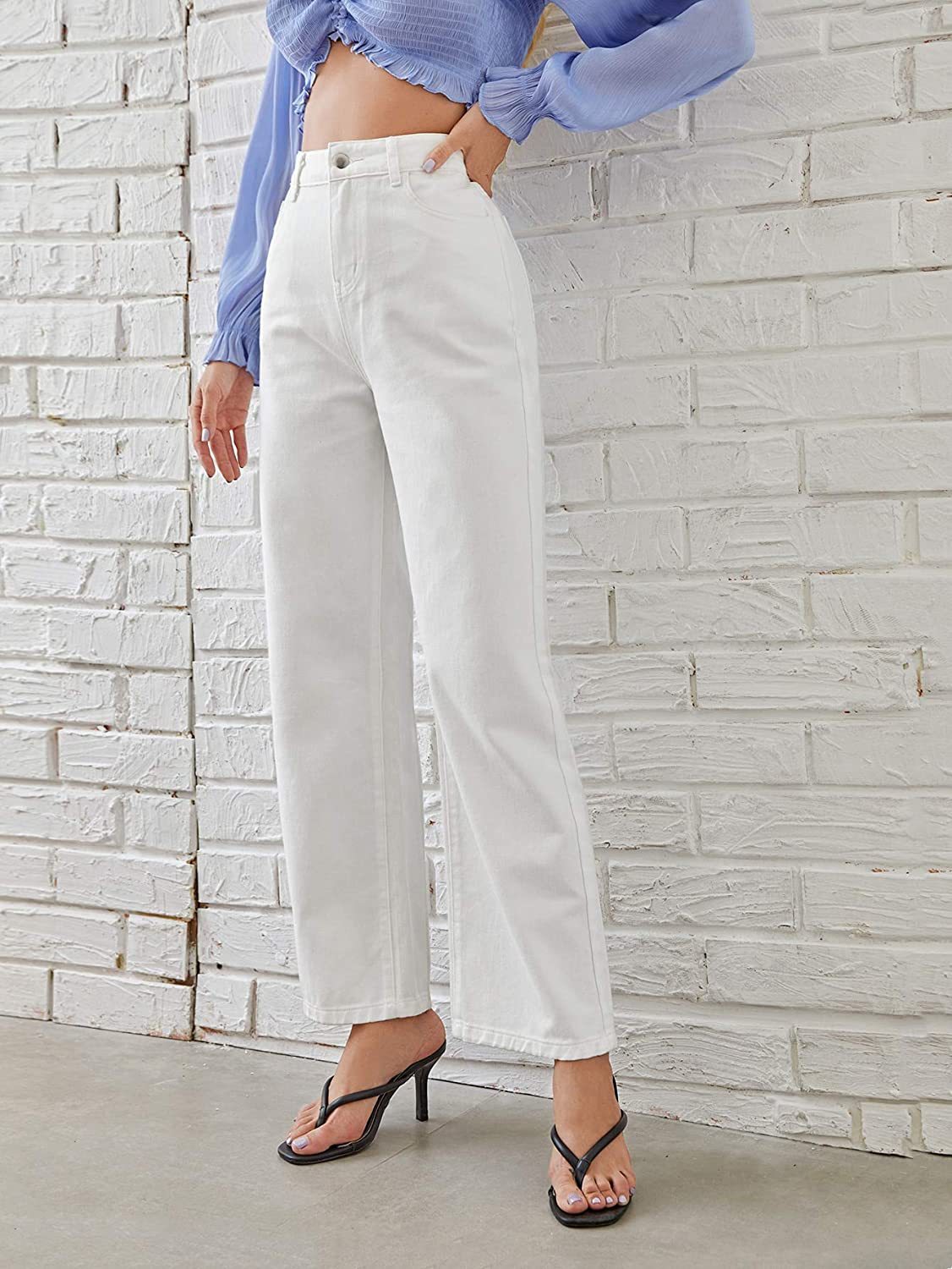 Jean Taille Haute Coupe Droite – Confort & Style Intemporel