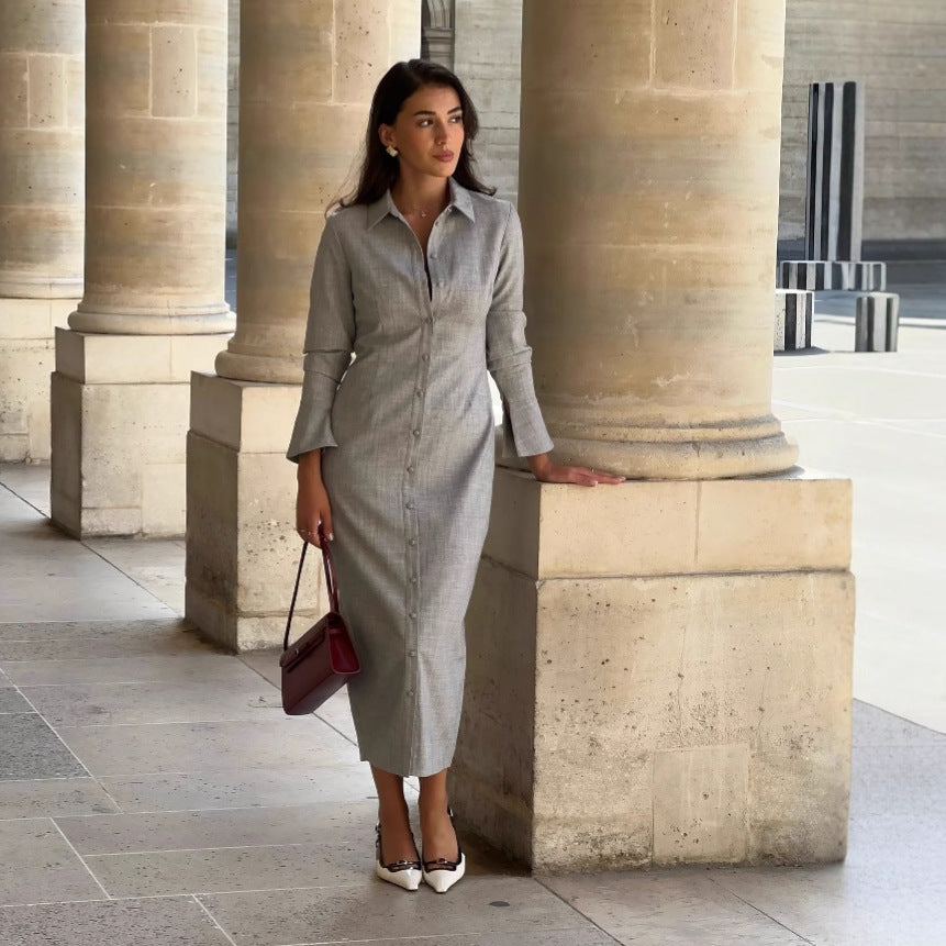 Robe Chemise Longue Femme Élégante – Style Business Chic & Casual