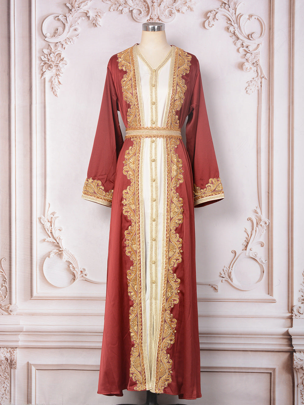 Ensemble Deux Pièces Traditionnel Femme – Élégance Perlée et Raffinée