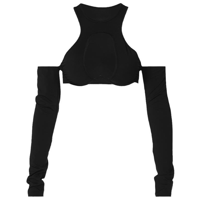 Top bustier sculptant ultra sexy – Épaules dégagées et manches longues, style Y2K audacieux