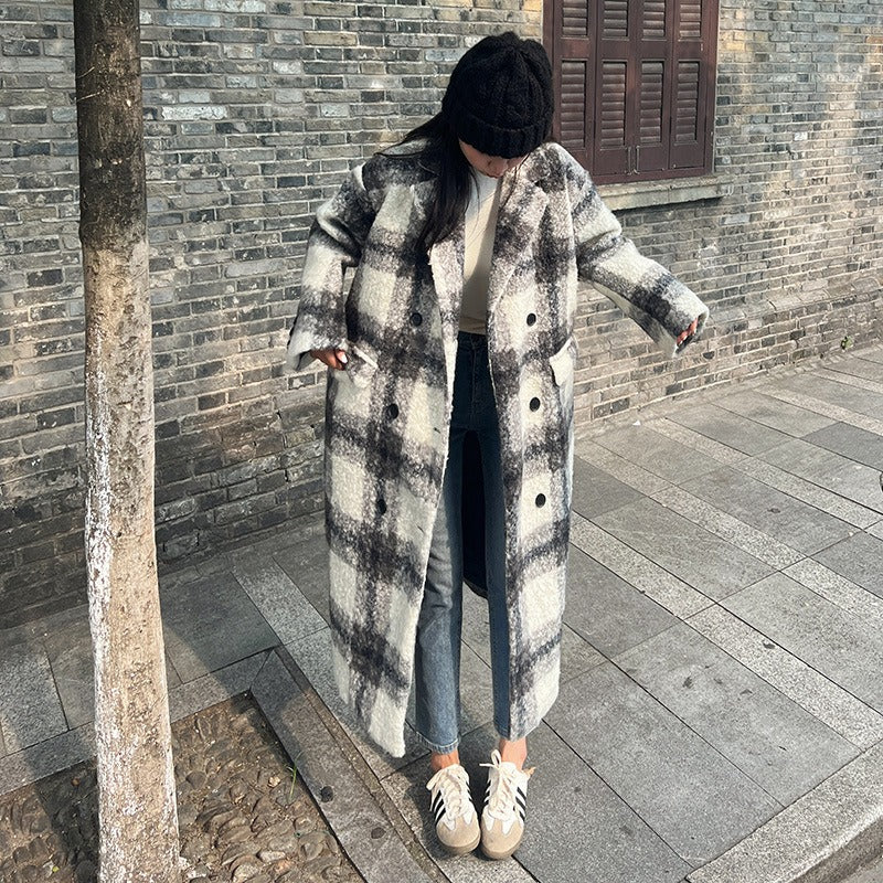 Manteau Long en Carreaux pour Femme