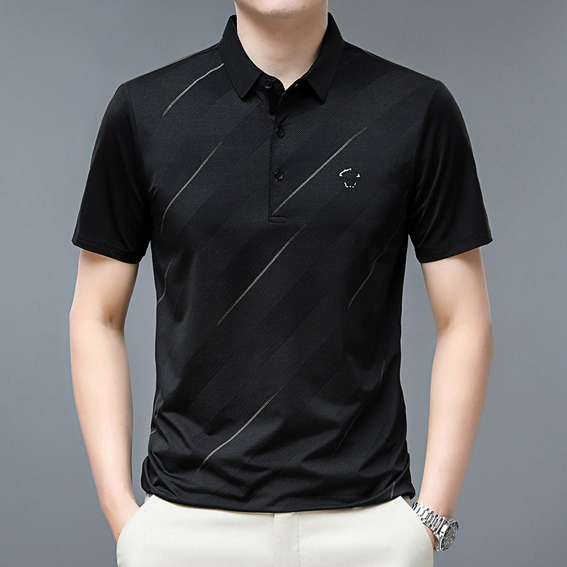 Polo homme manches courtes effet léger satiné – Col classique, coupe technique