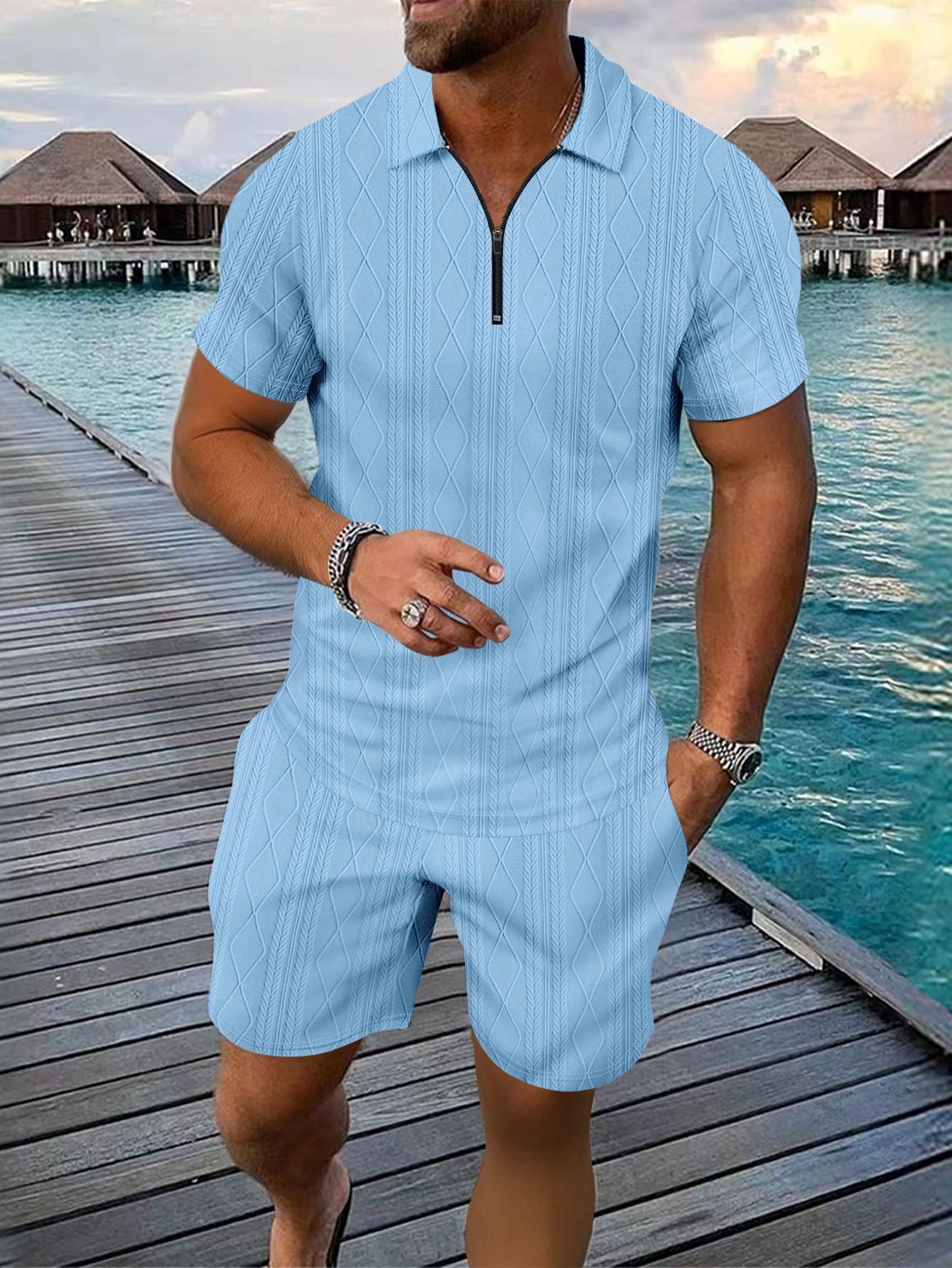 Ensemble Homme Été 2 Pièces – Chemise Boutonnée & Short | Look Bord de Mer 2025