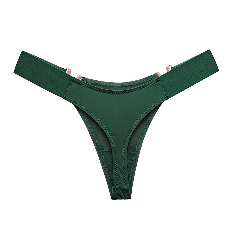 Lot de 3 strings femme – Coupe taille basse, empiècements dorés "V", couleurs variées