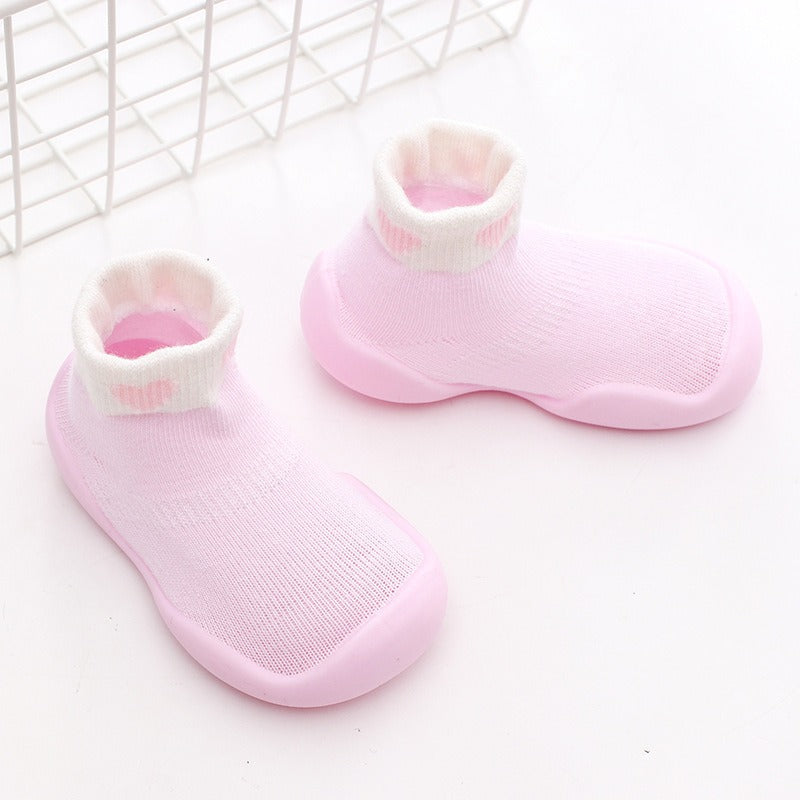 Chaussons‑chaussettes bébé antidérapants – Maille douce & semelle souple pour premiers pas