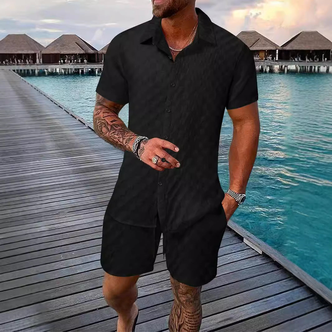 Ensemble Homme Été 2 Pièces – Chemise Boutonnée & Short | Look Bord de Mer 2025