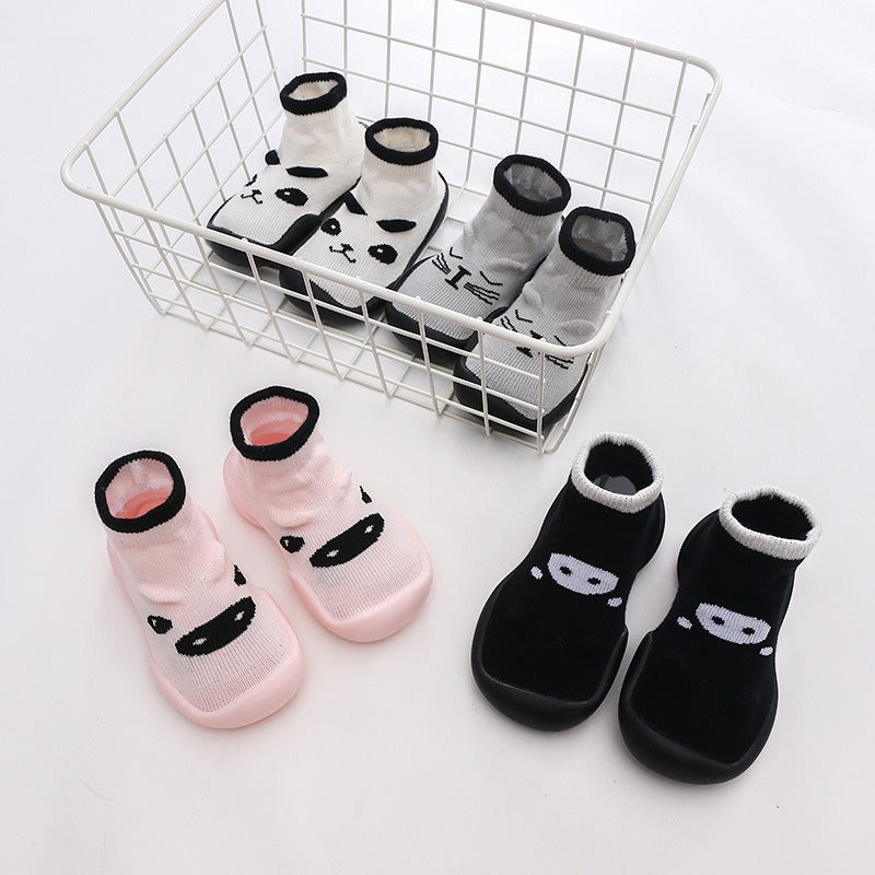 Chaussons‑chaussettes bébé antidérapants – Maille douce & semelle souple pour premiers pas