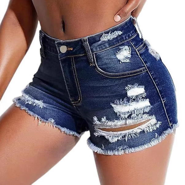 Short en jean taille haute sculptant – Coupe galbée, déchirures stylées ou finition clean