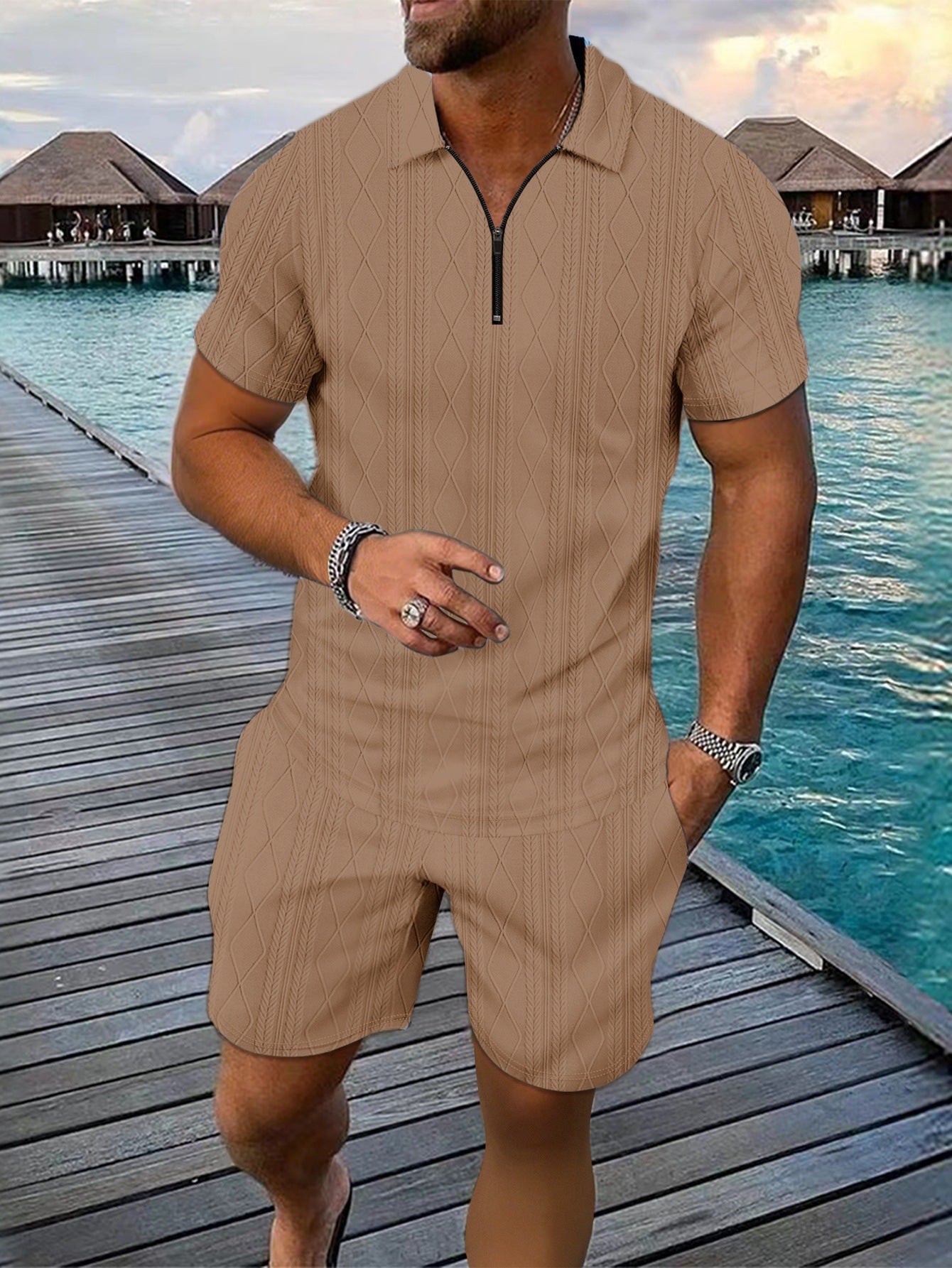 Ensemble Homme Été 2 Pièces – Chemise Boutonnée & Short | Look Bord de Mer 2025
