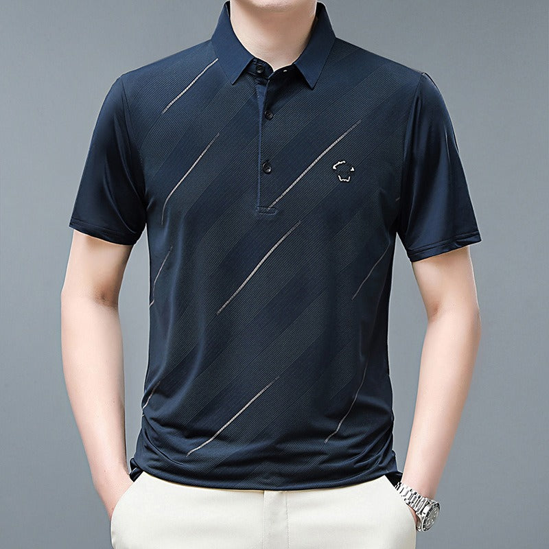 Polo homme manches courtes effet léger satiné – Col classique, coupe technique