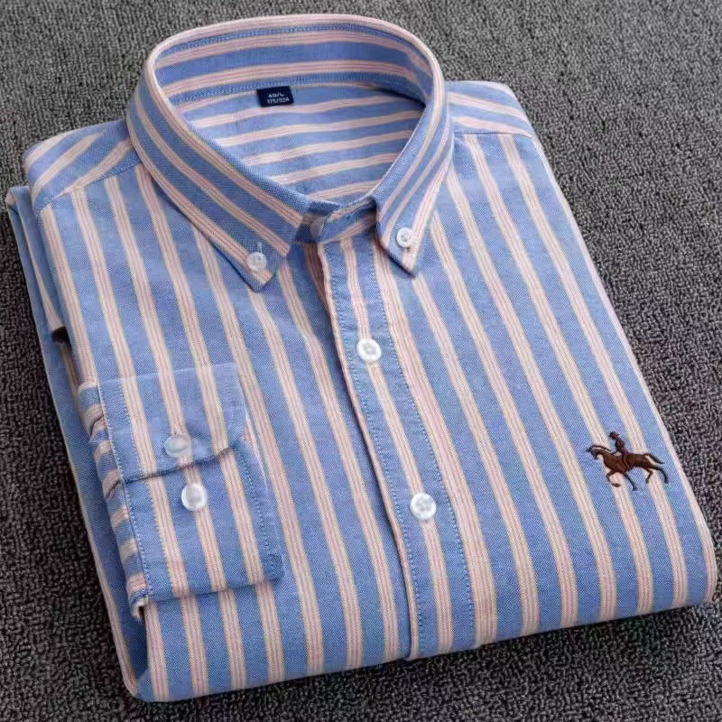 Chemise “Style Polo Club” – Rayures Élégantes Multicolores