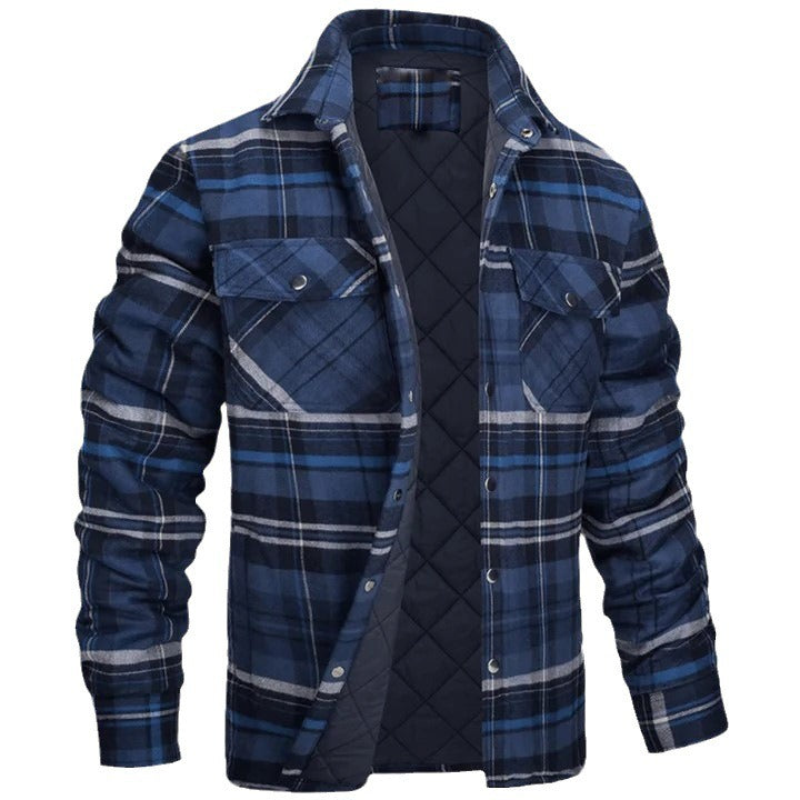 Chemise-Veste Épaisse à Carreaux pour Homme – Style Streetwear Hiver