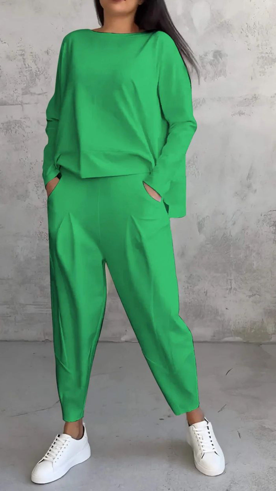 Ensemble “Urban Relax” – Col rond & pantalon fuselé