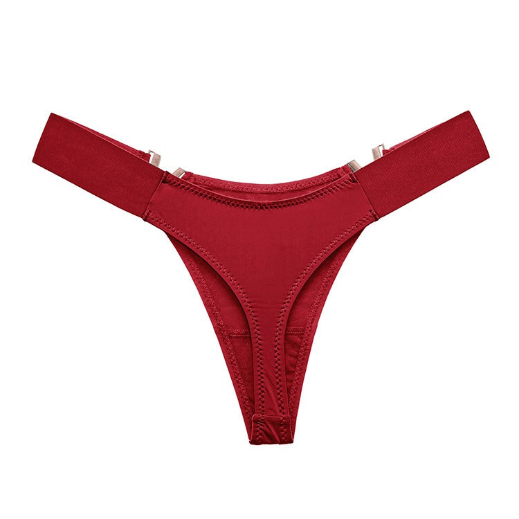 Lot de 3 strings femme – Coupe taille basse, empiècements dorés "V", couleurs variées