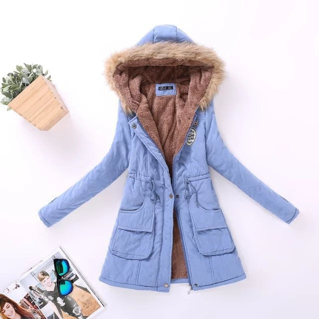 Parka d’Hiver Femme Doublée Polaire | Capuche Fourrure Chaude et Élégante – Disponible en Plusieurs Couleurs