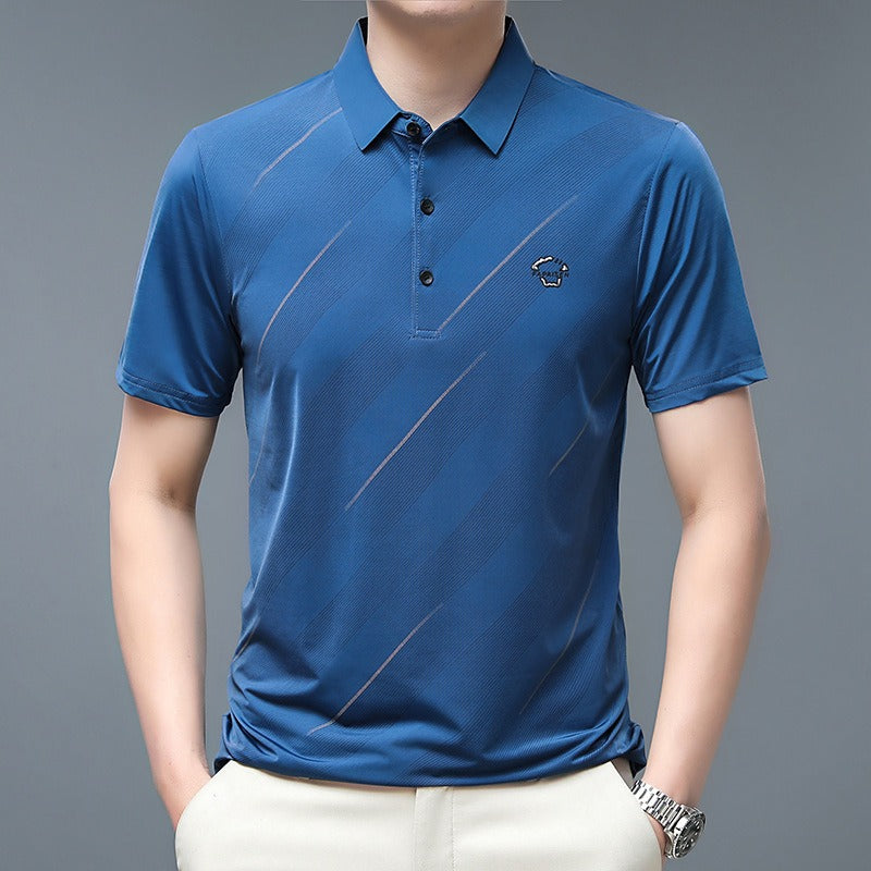 Polo homme manches courtes effet léger satiné – Col classique, coupe technique