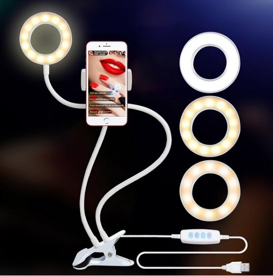 Anneau LED avec Support Téléphone – 3 Modes Lumière – USB & Flexible