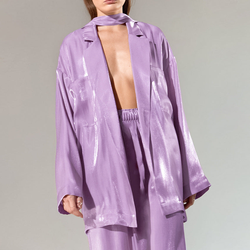 Ensemble Femme Satin Chic – Débardeur à Bretelles + Pantalon Large | Style Européen Élégant