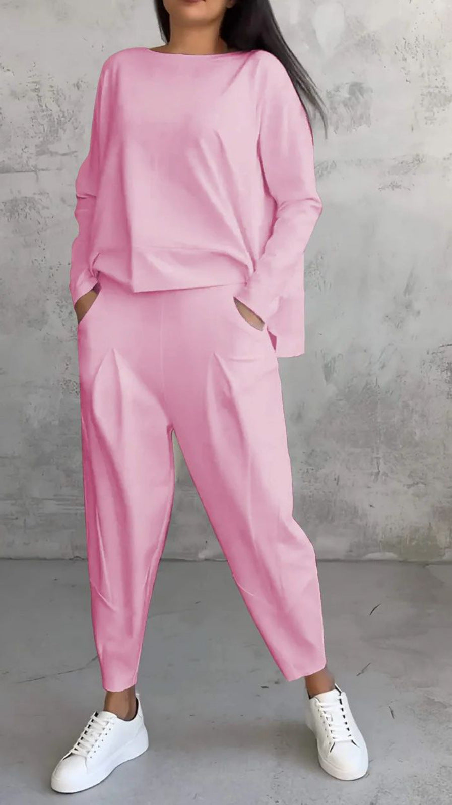 Ensemble “Urban Relax” – Col rond & pantalon fuselé