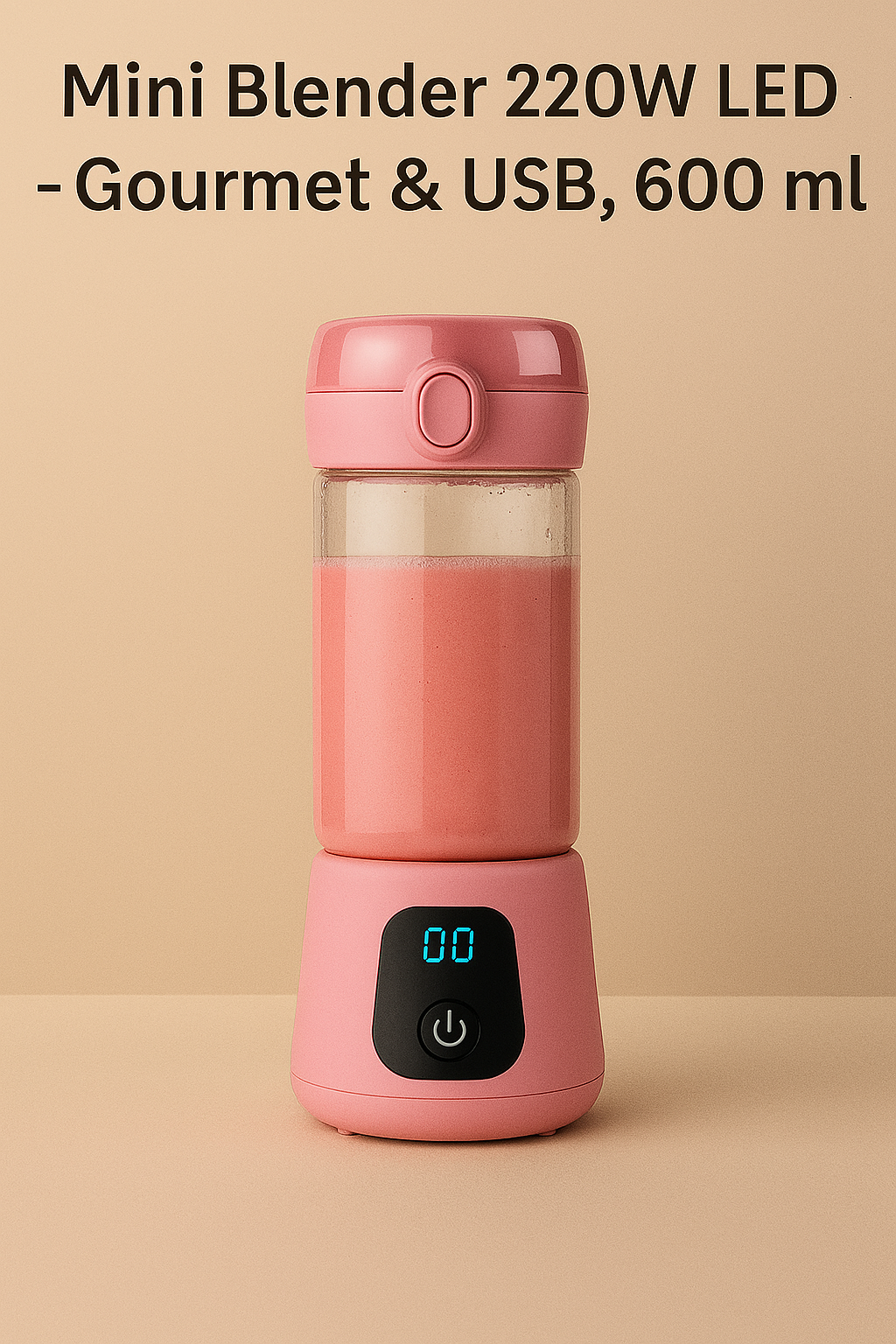 Mini Blender Portable Premium 220 W • USB • Verre 600 ml • Écran LED