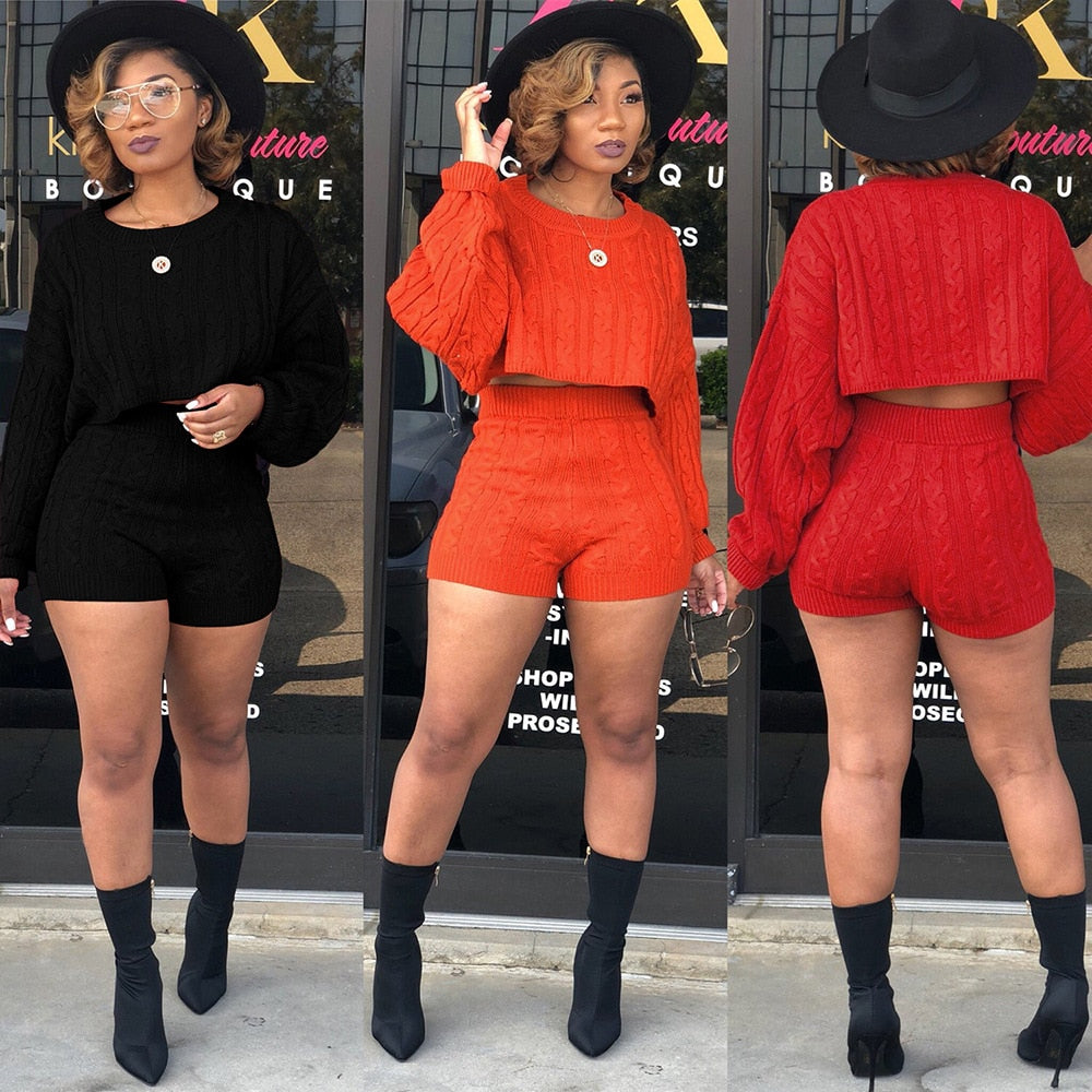 Ensemble 2 pièces en maille torsadée – Style cocoon & sexy