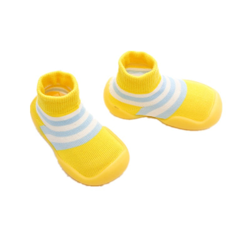 Chaussons‑chaussettes bébé antidérapants – Maille douce & semelle souple pour premiers pas
