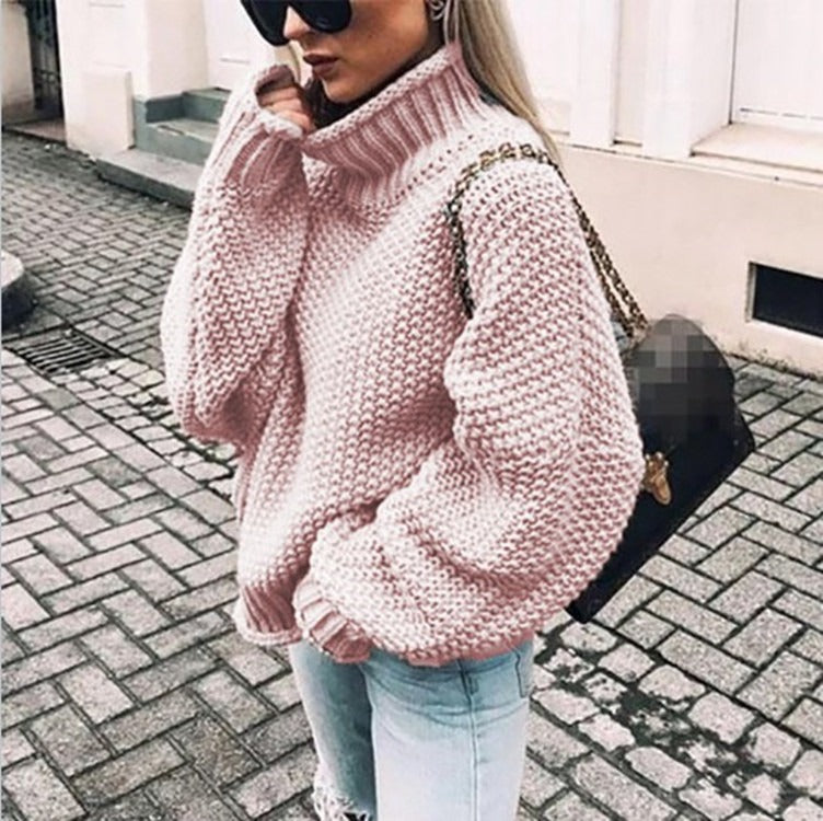 Pull Tricot à Col Montant – Disponible en Plusieurs Couleurs