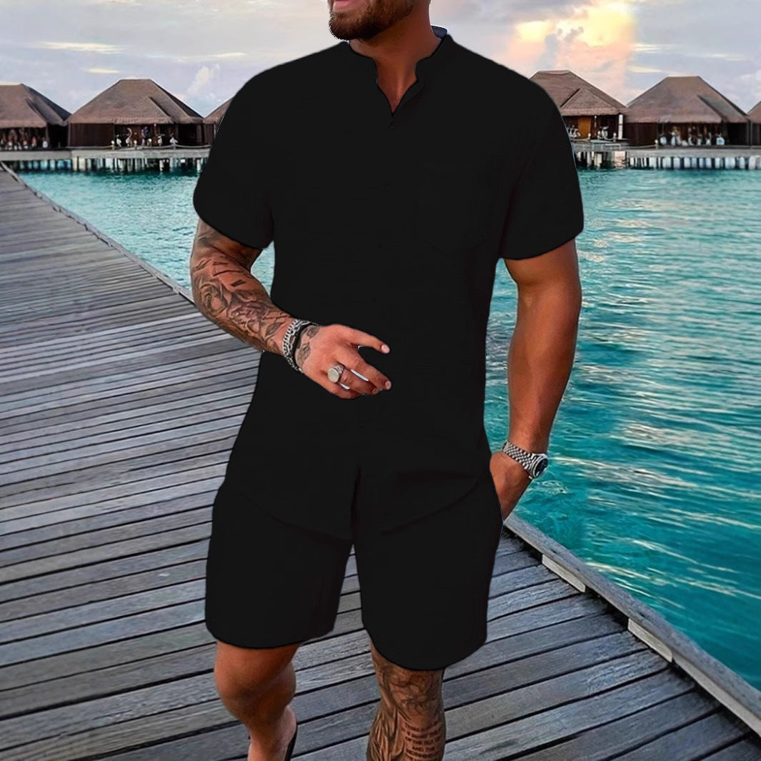 Ensemble Homme Été 2 Pièces – Chemise Boutonnée & Short | Look Bord de Mer 2025