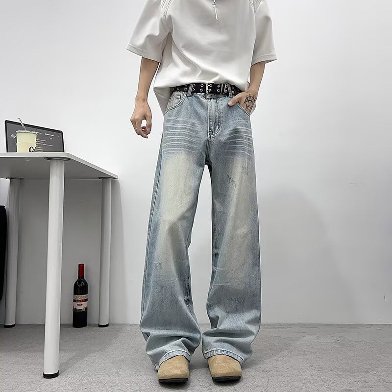Jean homme oversize délavé – Coupe baggy vintage style Y2K streetwear tendance