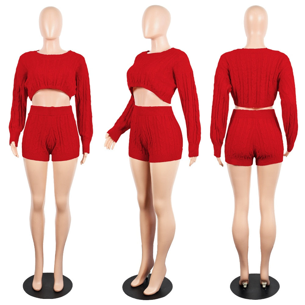Ensemble 2 pièces en maille torsadée – Style cocoon & sexy