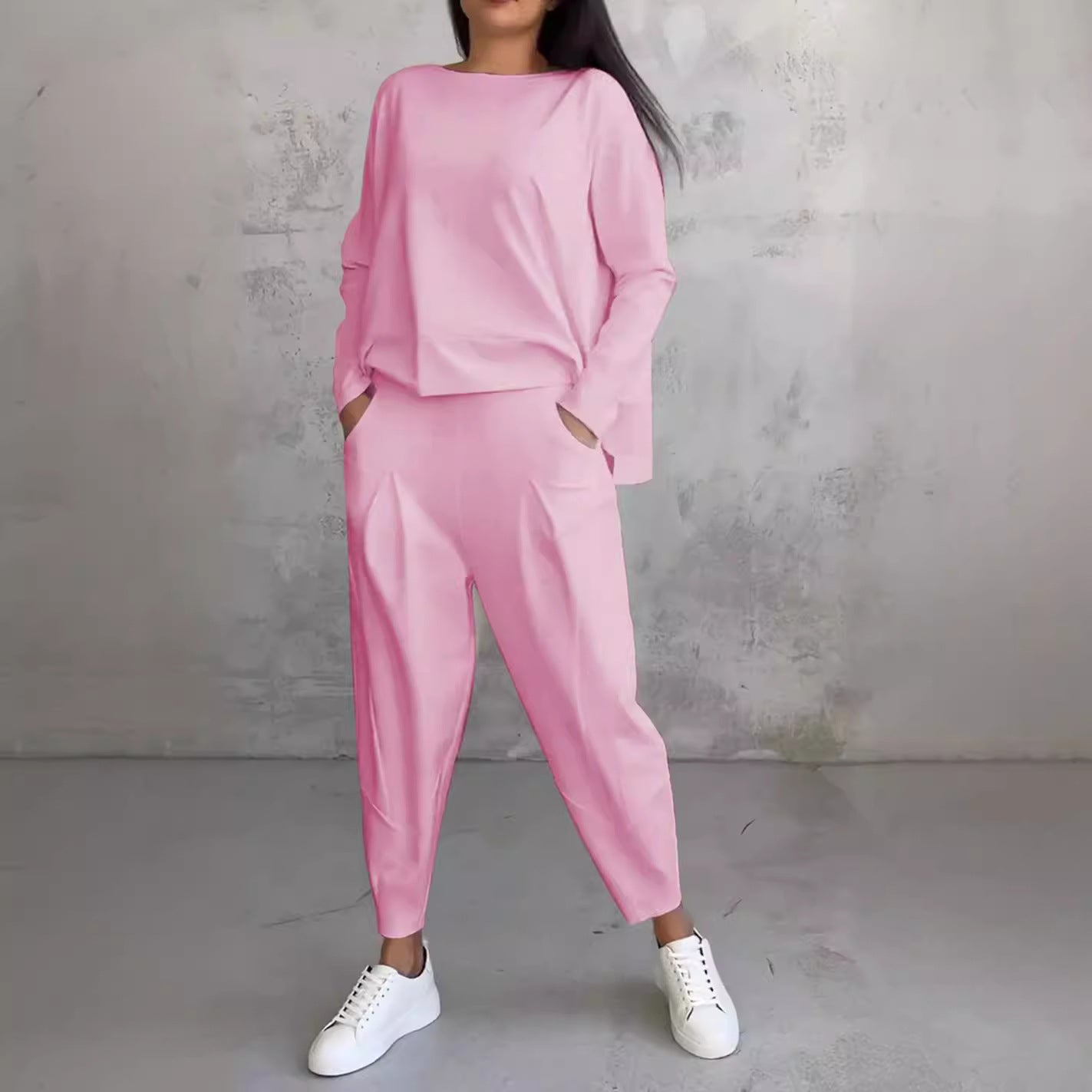 Ensemble “Urban Relax” – Col rond & pantalon fuselé