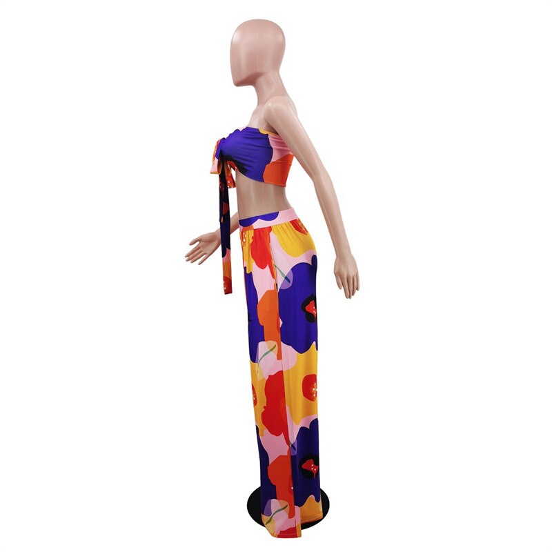 Ensemble Bustier & Pantalon Fluide “Flower Vibe” – Style Vacances Luxe & Chic